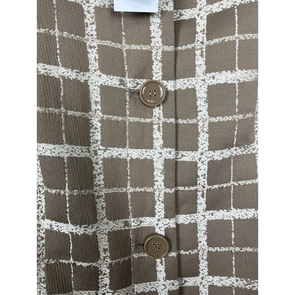 Dennis Basso Women's‎ Plaid Button Front Topper Pockets Cream Tan Size 8 NWT - Picture 3 of 10